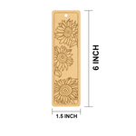 MDF DIY  bookmark with sunflower design and measurements on a white background