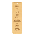 MDF DIY  bookmark with engraved text and illustrations on a white background