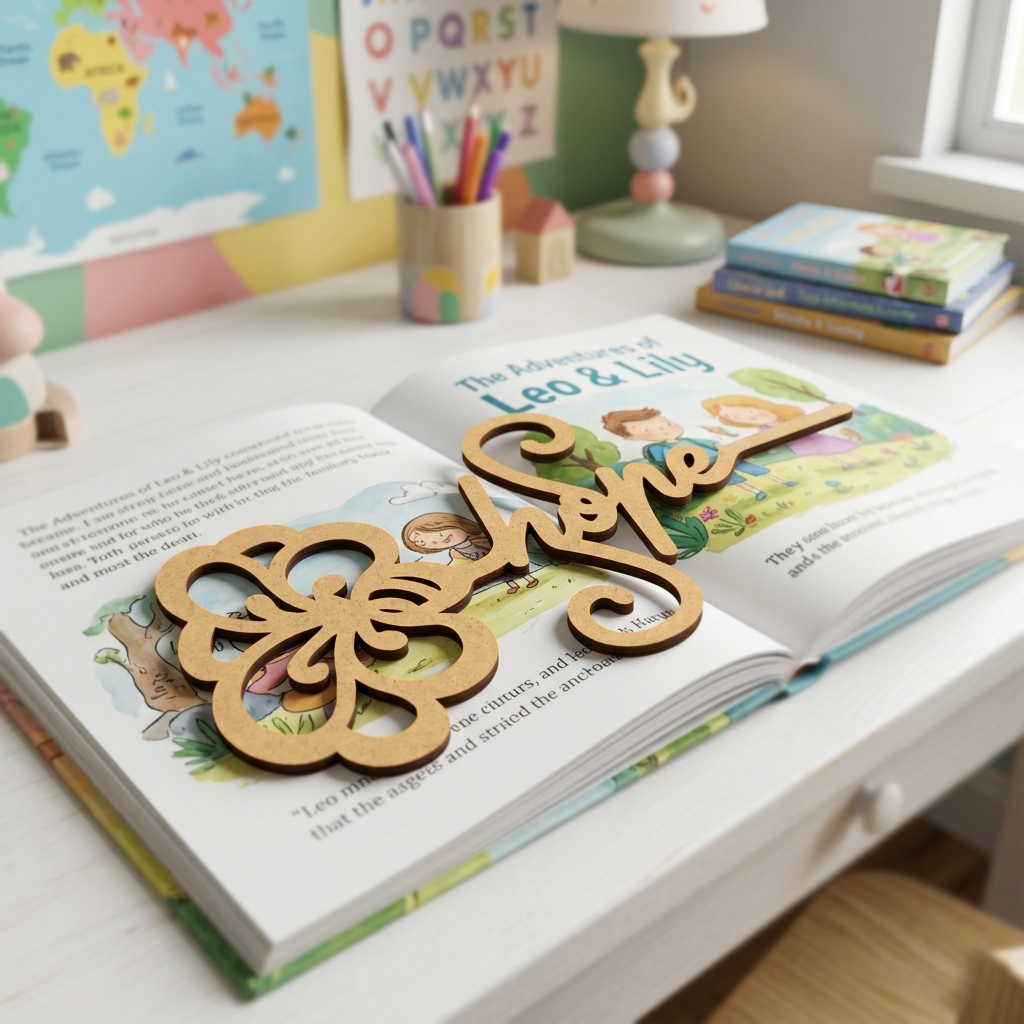 MDF DIY Bookmark decorative word 'Hope' on an open book with a colorful background