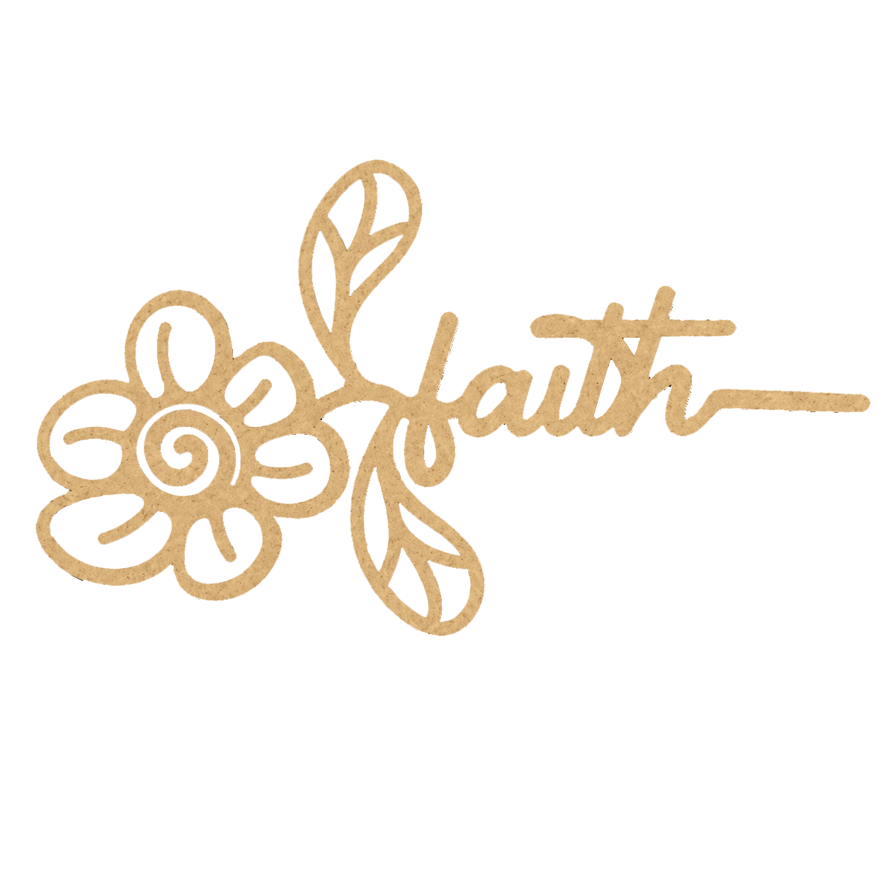 Decorative MDF DIY Bookmark  with floral elements and the word 'faith' on a white background