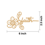 MDF DIY Bookmark with 'faith' and floral design, shown with measurements on a white background.