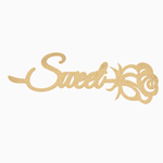 Decorative MDF DIY word 'Sweet' with floral elements on a white background
