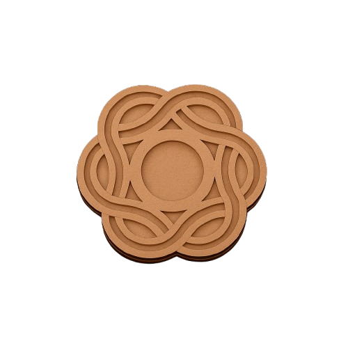 MDF tealight candle holder with Celtic knot design on a white background