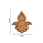 Decorative mdf candle holder with measurements on a white background