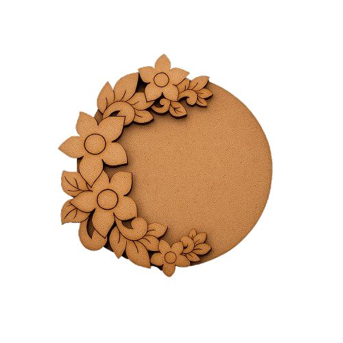 MDF tealight candle holder with floral patterns on a white background