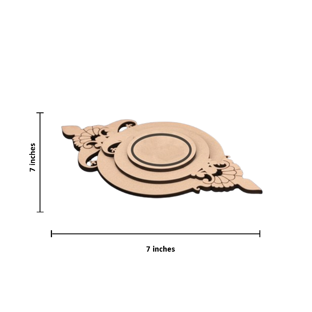 MDF decorative tealight candle holder with measurements on a white background