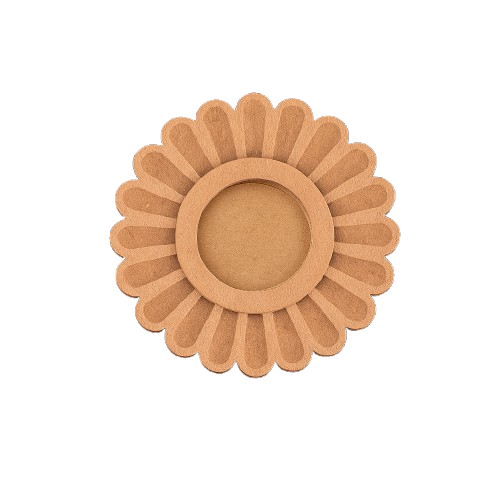 Brown sunflower-shaped tealight candle holder on a white background