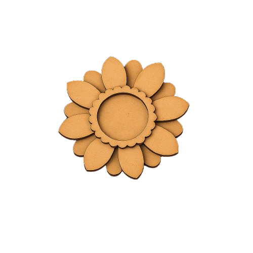 mdf sunflower-shaped decorative tealight holder on a white background