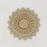 Round MDF DIY tea light holder base with intricate mandala cutwork design, perfect for resin art, decoupage, and festive Diwali décor