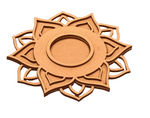 mdf decorative candle holder with a sunflower design on a white background