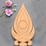 MDF diya-shaped laser-cut tea light candle holder with lit tealight, placed on grey background with pink flowers