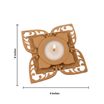 Decorative MDF candle holder with intricate cut-out design on a white background