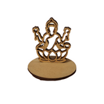 MDF Laxmi ji seated figure on a round base against a white background