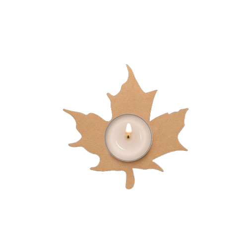 MDf Candle holder shaped like a leaf on a white background