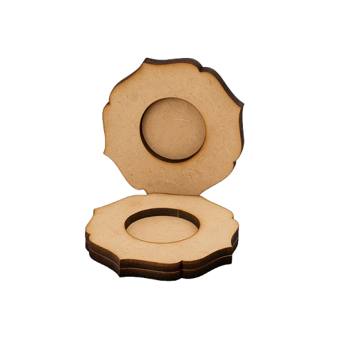 MDF Tealight Candle Holder with a circular design on a white background