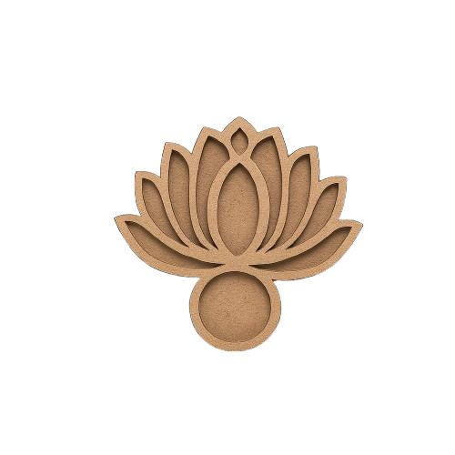 MDF tealight lotus flower design candle holder on a white background