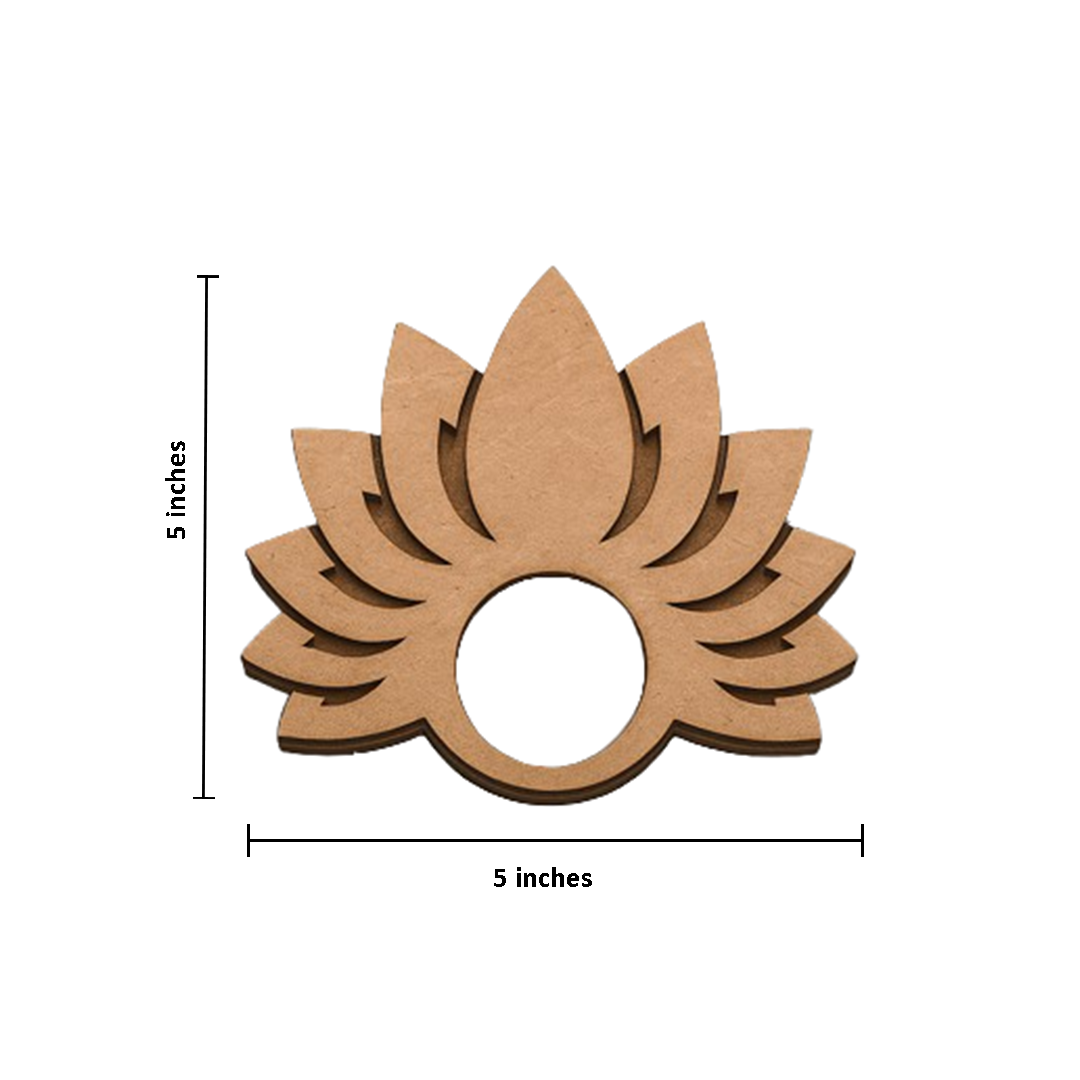 MDF leaf-shaped object with dimensions on a white background
