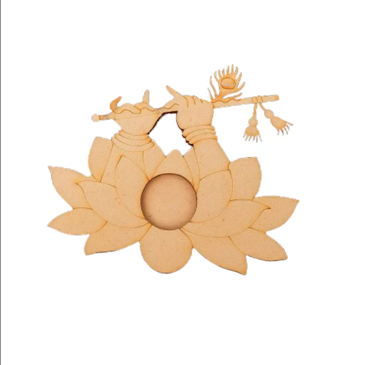 MDF Krishna ji's hands shape tealight candle holder on white background