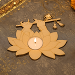 MDF Krishna ji's hands shape tealight candle holder on a textured fabric background
