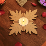 Floral MDF tealight holder in flower design show on table 