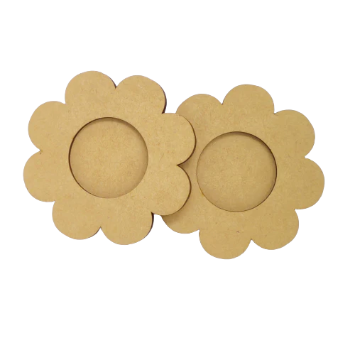 Two brown paper flower shapes on a white background