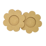 Two brown paper flower shapes on a white background