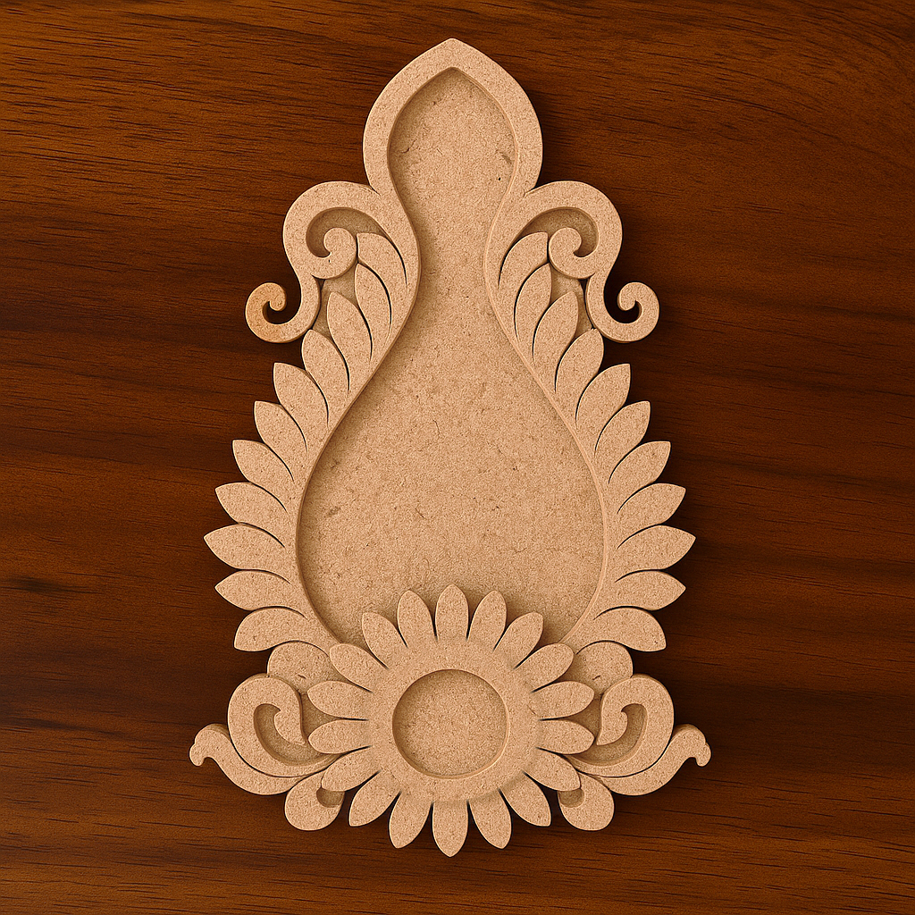 MDF Leaf Pattern T-Light Holder with Candle space