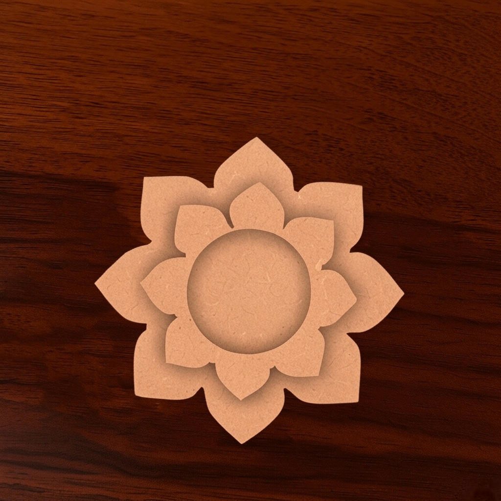 MDF Lotus T-Light Candle Holder with floral design