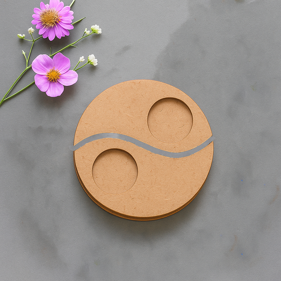 MDF Yin-Yang T-Light Candle Holder with dual slots for tealights