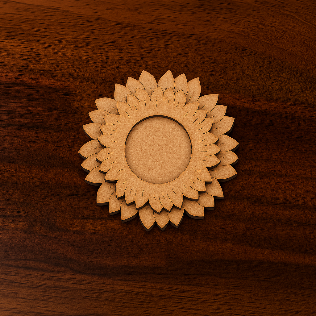 MDF Floral T-Light Candle Holder with layered petal design for DIY craft, festive décor, and home styling