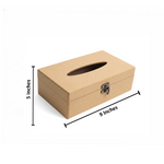 MDF DIY  tissue box with dimensions labeled on a white background
