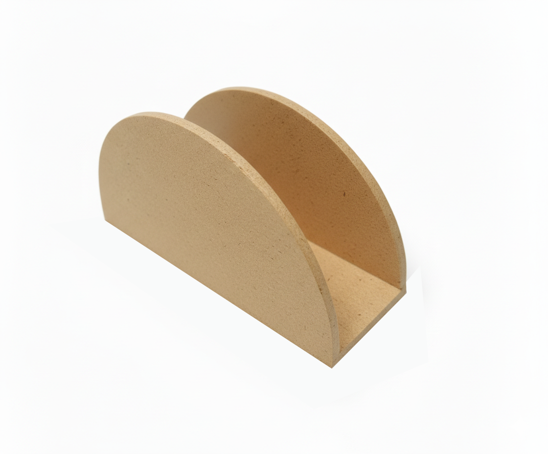 MDF DIY  napkin holder on a white background