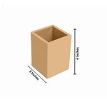 Beige MDF DIY  pen  holder with dimensions labeled on a white background