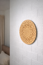  MDF DIY mandala wall art on a textured white wall
