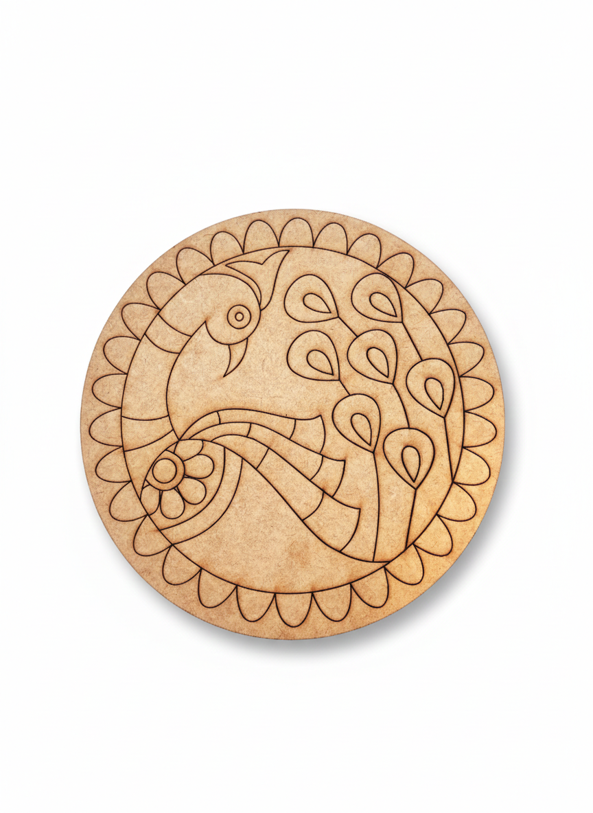 MDF DIY Mandala wall art with bird design on a white background