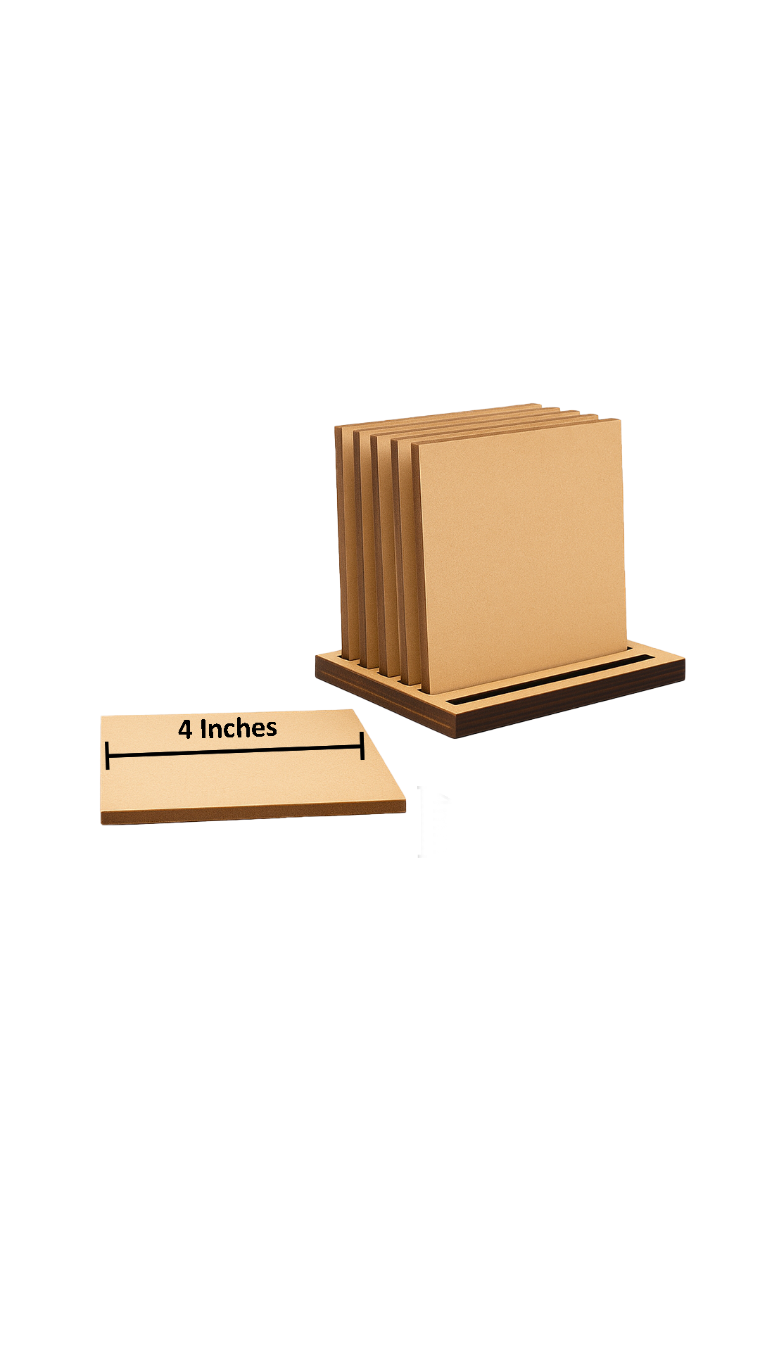 DIY  MDF coaster set on table with holder with size