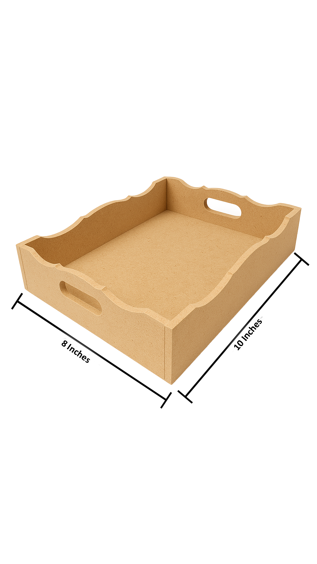 DIY scalloped MDF serving tray with handles with size