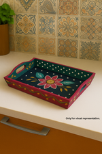 DIY rectangular MDF serving tray with handles, blank and hand-painted