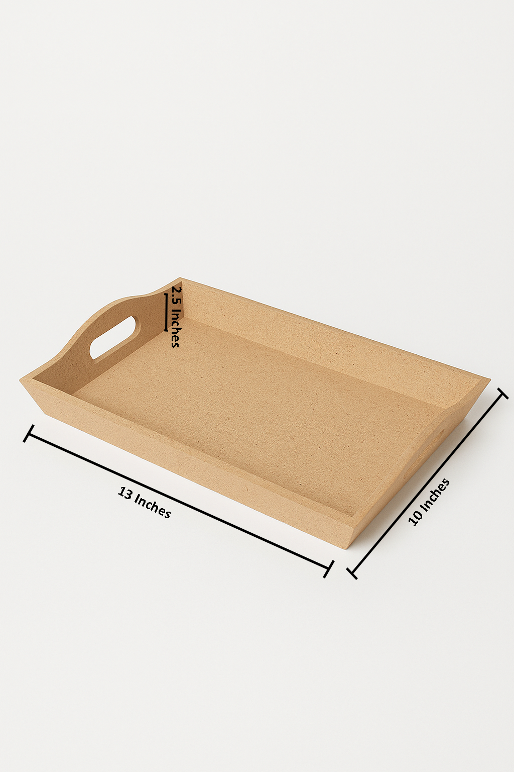 DIY rectangular MDF serving tray with handles, blank with size