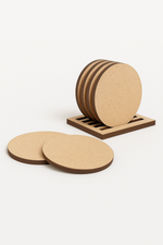 DIY round MDF coasters in holder, blank