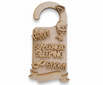 MDF Superhero Sleeping Door Hanger DIY Craft Decor Art Kids unpainted laser cut MDF hanging for kids room painting and decoration