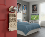 MDF Football Fans Only Door Hanger DIY Craft Decor Art unpainted laser cut MDF hanging with football goal ball and shoes for painting and decoration hanging on door