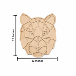 Unpainted DIY MDF geometric tiger face puzzle with detachable pieces for painting and craft activity