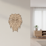 Unpainted  wall-mounted DIY MDF geometric lion face puzzle with detachable pieces for painting and craft activity