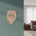 Unpainted  wall-mounted DIY MDF geometric lion face puzzle with detachable pieces for painting and craft activity