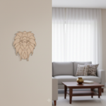 Unpainted  wall-mounted DIY MDF geometric lion face puzzle with detachable pieces for painting and craft activity