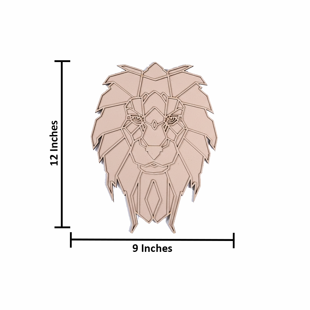 Unpainted DIY MDF geometric lion face puzzle with detachable pieces for painting and craft activity with size