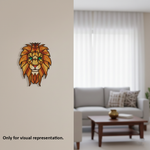 painted  wall-mounted DIY MDF geometric lion face puzzle with detachable pieces for painting and craft activity
