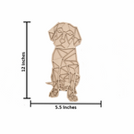 Unpainted DIY MDF geometric dog puzzle with detachable pieces for painting and craft activity with size