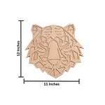Unpainted DIY MDF tiger face geometric puzzle with detachable pieces for painting and craft activity with size